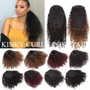 Afro Kinky Curly Ponytail Drawstring Puff Bun Clip In Hair Extensions for Human