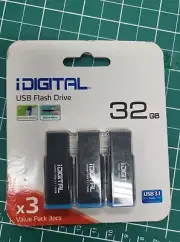 iDigital USB Flash Drive 32GB 3 pack USB 3.1