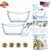 Stylish 2-Piece Acrylic Ice Buckets with Heavy-Duty Ice Scoops - Easy to Clean