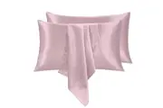 LINENOVA 2PCS 100% Mulberry Silk Pillow Case Pillowcases - Blush