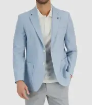 Nautica Men's Blue Linen Solid Modern Jensen Sport Coat Jacket Suit Size 36R