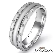 Dome Matt Polish Eternity Wedding Diamond Band Mens Ring 18k White Gold 0.17Ctw