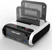 WAVLINK USB 3.0 to SATA Dual Bay Hard Drive Docking Station with Offline Clone Function for 2.5"/3.5" SATA HDD SSD, Support Fast Charger and TF & SD Card (2X 10TB), (NOT Compatible with Mac M1/M2)