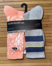 Quicksilver Crew Socks 5 Pair Men 6-12 Multicolor w/ Mixed Logos Surf Ride NEW