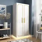 White Wardrobe LED Clothes Storage Cabinet Closet 2 Doors Armoire Cupboard 180cm