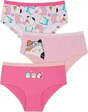 [Squishmallows] 3 Pack Girls Hipster Briefs 95% Cotton 5% Elastane, Multicoloured, 5-6 Years