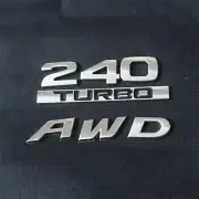 Chrome Silver AWD + 240 + TURBO Black Metal Emblem Decal Sticker Badge GT Motors (for: MG)