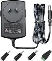 24V 1A/1000mA 1.8M Long Power Supply Adapter, AC 100-240V to DC 24V 1A 24W Switching Adapter Wall Transformer Plug with 4 Switching Tips for LED Strip Light, Massage Gun, Humidifier and More