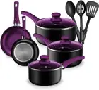 Pots And Pans Set Kitchen Cookware Sets Nonstick Aluminum 1 Set, Purple
