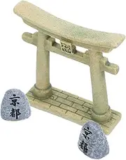 Alipis Japanese Torii Gate, Altar Shelf Mini Torii Gate with Stone Resin Miniature Shrine Japan Fairy Garden Statue for Fish Tank Bonsai Micro Landscape Decoration