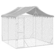 Outdoor Dog Kennel with Roof Steel Cage Backyard Fence House Enclosure XL LARGE