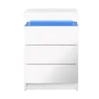 NNEED Bedside Table RGB LED 3 Drawers White