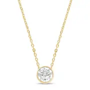 Bevilles 1/5ct Diamond Solitaire Bezel Necklace in 9kt Yellow Gold