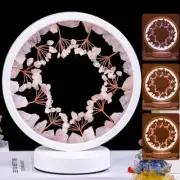 Round Rose Quartz Gemstone Tree LED Lamp USB Dimmable Healing Crystal Nightlight