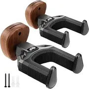 Guitar Wall Mounts, Auto Lock Black Walnut Wood Guitar Hanger Black Walnut Wood Guitar Guitar Wall Hangers 30lbs High Load Guitar Holder Hook Wall Stand for Classical Acoustic Electric Guitar（2pack）