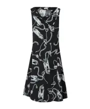 Burberry Knight Hardware Flared Sleeveless Dress UK6 Black