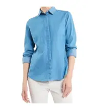Fay Button-Up Long Sleeve Top S,XS,M light blue