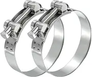 uxcell 98-103mm T-Bolt Hose Clamp, 2 Pack Intercooler Pipe Tube Clamps 304 Stainless Steel Radiator Hose Clamp for 3.86"-4.06" Pipe