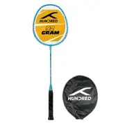 HUNDRED Powertek 200 PRO Strung Badminton Racquet with Head Cover (Light Blue, Size: Standard, Grip: G5) - Material: Aluminium - Intermediate Level - Weight: 95gm - Maximum String Tension- 18-20lbs