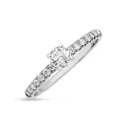 14K Solid White Gold Round Cut Diamond Solitaire Ring Band