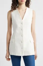 Faithfull the Brand Eloise Linen Vest in White at Nordstrom, Size X-Small