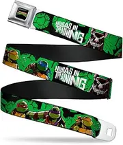 [Buckle-Down] Nickelodeon Seatbelt Buckle Belt, TMNT Turtles Pose Splinter Ninjas In Training