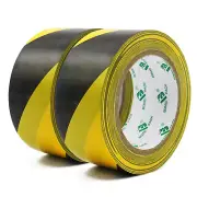 2 Rolls PVC Hazard Warning Tape, Safety Stripe Tapes for Marking