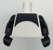 Lego New White Torso Black Upper Chest and Upper Back with Zipper Pattern Black