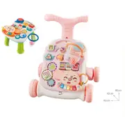 Baby walker toy baby multifunctional walking stroller anti-rollover newborn walking walker 2 in 1 basketball game - pink