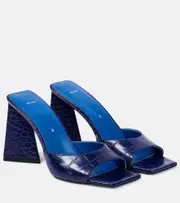 [The Attico] The Attico Mini Devon 85 croc-effect leather mules AU 5 blue