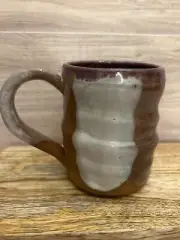 Studio Handcrafted Ceramic Mauve & White Glazed Pottery MUG /Signed/ 10 ounce