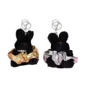 Plush Cartoon Animal Pearls Love Heart Skirt Keys Chain Backpack Pendant