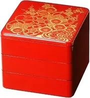 J-Kitchens Excursion Bento Box, Made in Japan, 3-Tier, 7.0 Inches, Vermilion, 8.3 x 8.3 x 7.5 inches (21.0 x 21.0 x 19.0 cm)