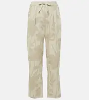 [Brunello Cucinelli] Brunello Cucinelli Printed linen tapered pants AU 6 beige