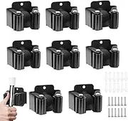 8 PCS Heavy Duty Stainless Steel Mop and Broom Holder Wall Mount with Screws, Space-Saving Garage Storage Organizer for Kitchen, Bathroom, Laundry - Garden Tool Rack