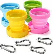 IONPSHG 4Pcs Collapsible Cup Silicone Folding Cup BPA Free Expandable Leak-Proof Drinking Cup for Travel Retractable Cup with Lid Portable Outdoor Cup Portable Cup for Camping Hiking Outdoors Travel
