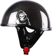 Carbon Fiber Half Helmet Motorcycle Skull Cap Helmet Scoop Helmet Retro Open Face Half Helmet DOT/ECE Certified Ride Helmet for Men and Women Moped Scooter Cruiser Chopper