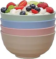 LuckyZone 60 OZ Wheat Straw Bowl Set of 4 - Large Unbreakable Cereal Bowls - Dishwasher & Microwave Safe - Serving Bowl for Salad, Soup and Popcorn - BPA Free, Healthy & Eco-Friendly (4 Pcs 60 Oz)