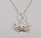 STERLING SILVER OCEAN SEA CRAB NAUTICAL SEA LIFE FISH ANIMAL PENDANT NECKLACE