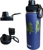 Kids Insulated Stainless Steel Water Bottle - 500ml Double-Wall, Condensation-Free, Eco-Friendly by My Family (Blue Yowie Camping)