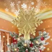 Christmas Snowflake Tree Topper Projector, Lighted Snowflake Tree Top with Ro...