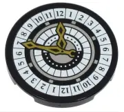 LEGO Harry Potter Tile 3 x 3 White & Silver Clock Face with Numbers & Gold Hands