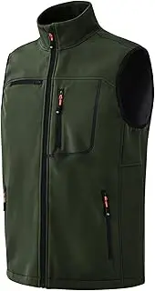 [MoFiz] Men's Vest Outerwear,Vest for men,Full Zip Fleece Lined Light Softshell Windproof Sleeveless Jacket for Hiking Golf