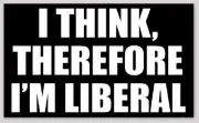 I Think Therefore I'm Liberal 3x5 Inch Vinyl Rectangle Sticker