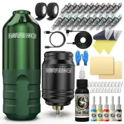 Wormhole Tattoo Pen Gun WIRELESS Machine Kit Power Supply Cartridge Needles INKS
