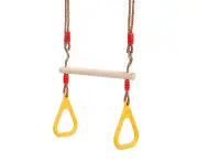 Children Trapeze Swing Bar With Rings Wooden Playset With Plastic Rings Gym Rings For S Adults