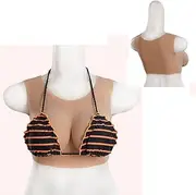 [SADALAK] Silicone Breast Form Round Collar for Crossdressers Transgender with Touch Soft Bra Pad,Color3#silkfloss-D