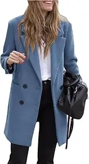 [Generic] Women's Winter Lining Elegant Lapel Coat Double Breasted Wool Blends Jacket