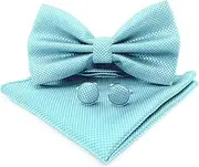 [Aoibeely] AIOBLEEY Men's Bow Tie with Handkerchiefs Cufflinks: Bow Tie Set for Wedding, Tuxedo, Suit, Formal Event - Gift Box