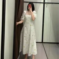 在飛比找蝦皮購物優惠-Zara 新款白色黃色刺繡家居真絲連衣裙女2436320